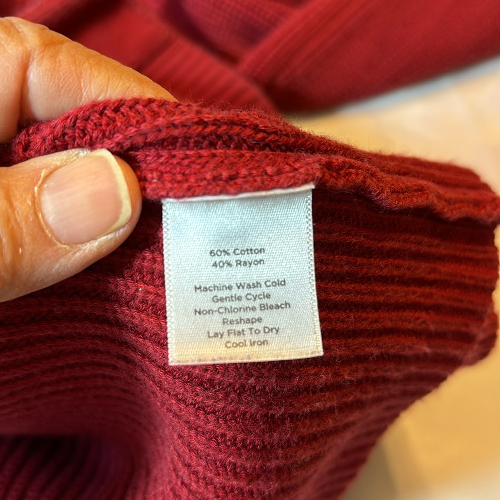 Talbots Red Ribbed Button Front Cardigan Sweater Size Small - Picture 8 of 10